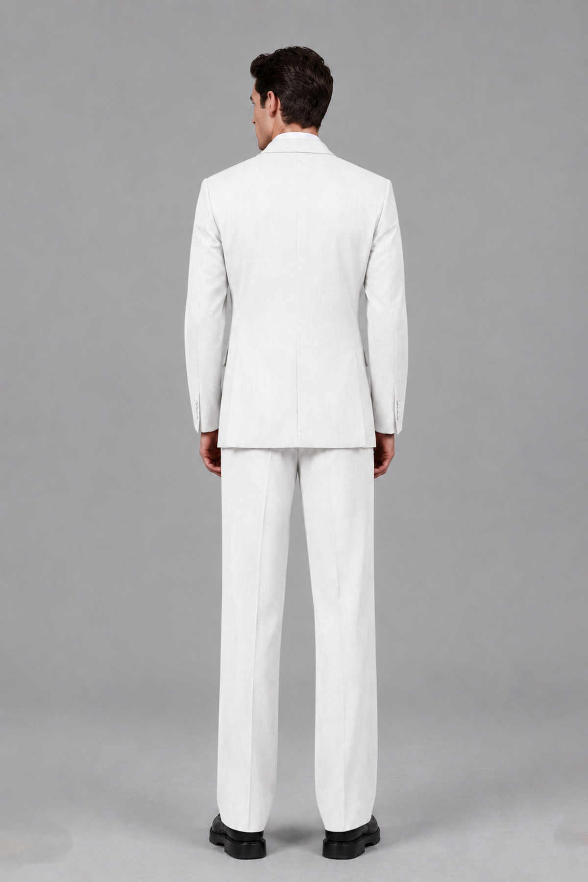 Savile Men's White Pleated 2-Piece Suit Set | Notch Lapel Blazer & Tailored Trousers - White - White_3