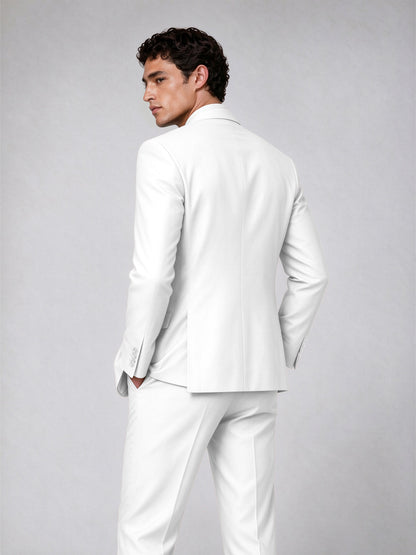 Savile Men's White Double-Breasted 2-Piece Suit Set – Blazer & Trousers - White