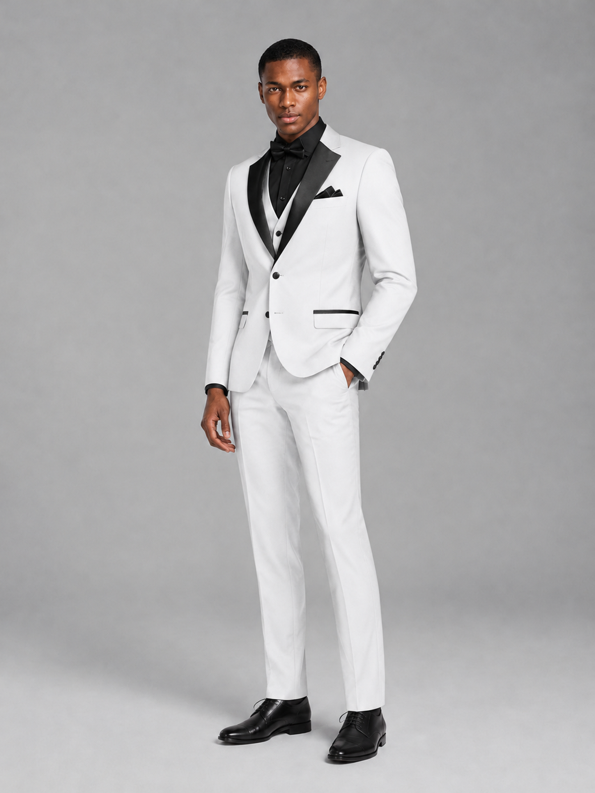 Savile Men's White Contrast Shawl Lapel Tuxedo Suit – 3-Piece Wedding, Prom & Black-Tie Formal Set - White - White_4