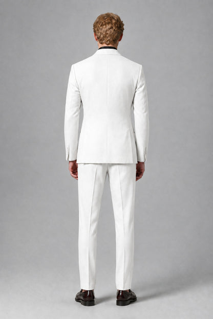 Savile Men's White Double-Breasted Two-Piece Suit - White