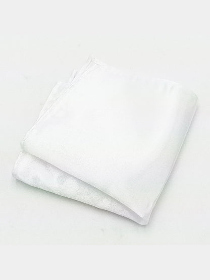 Savile Men's White Satin Pocket Square – Classic Solid Silk Suit Handkerchief - White - White (1)