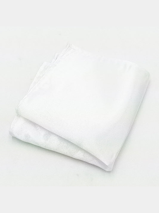 Savile Men's White Satin Pocket Square – Classic Solid Silk Suit Handkerchief - White - White (1)