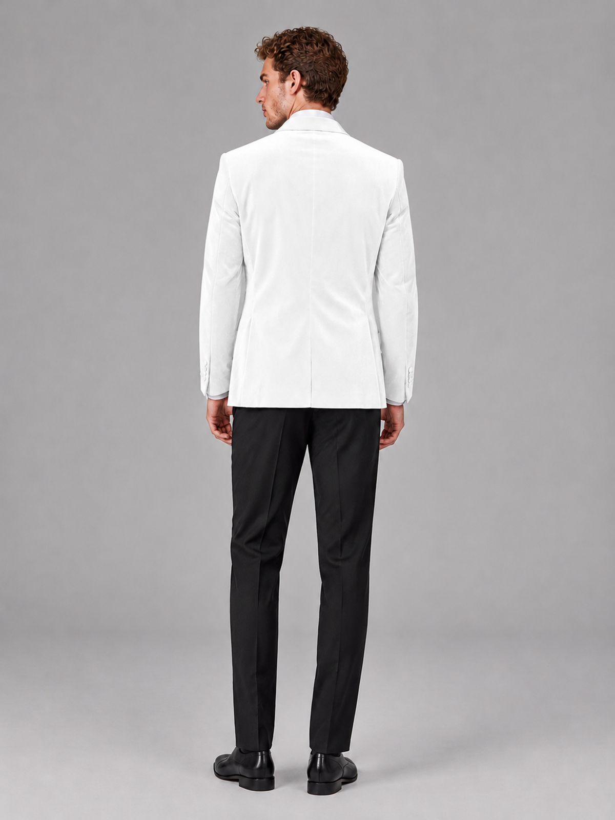 Savile Men's White Velvet Peak Lapel 2-Piece Tuxedo Suit Set | Jacket & Trousers - White