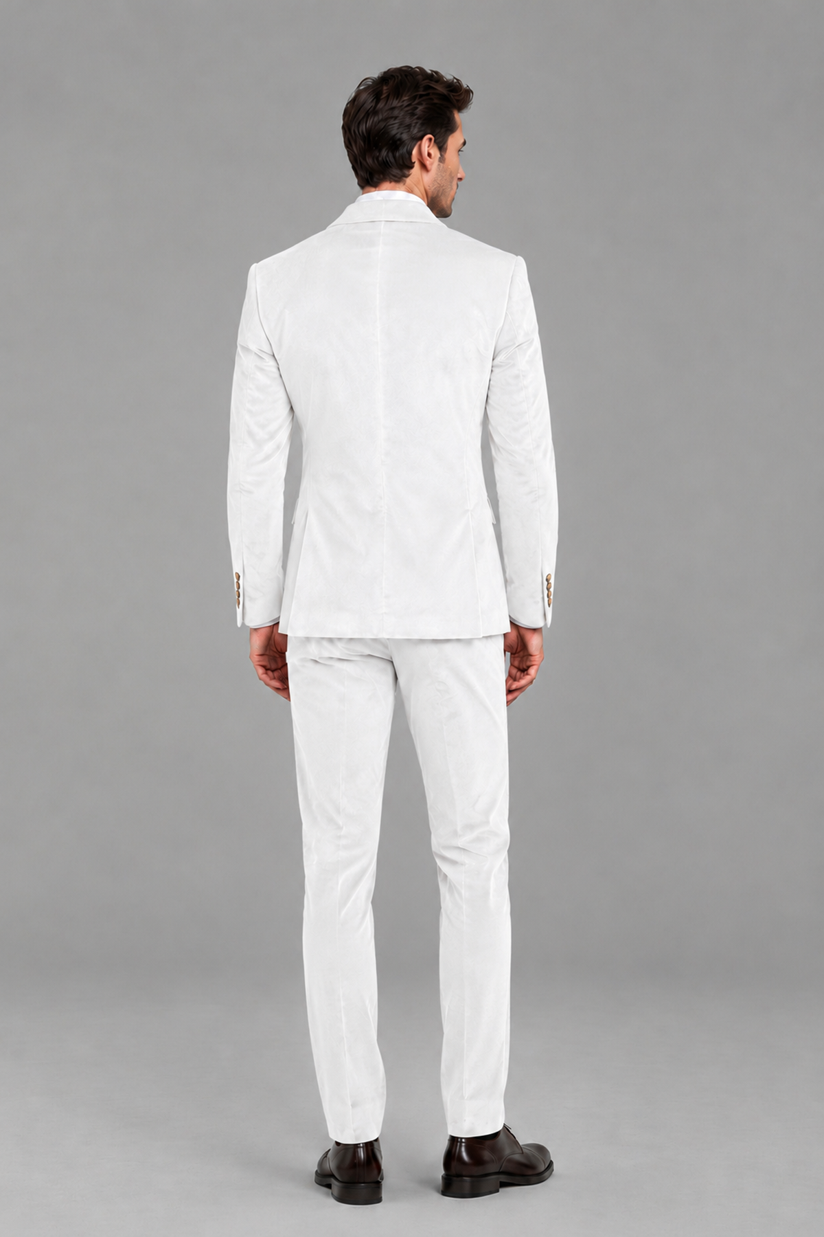 Savile Men's White Velvet Double-Breasted 2-Piece Suit Set | Peak Lapel Blazer & Trousers - White