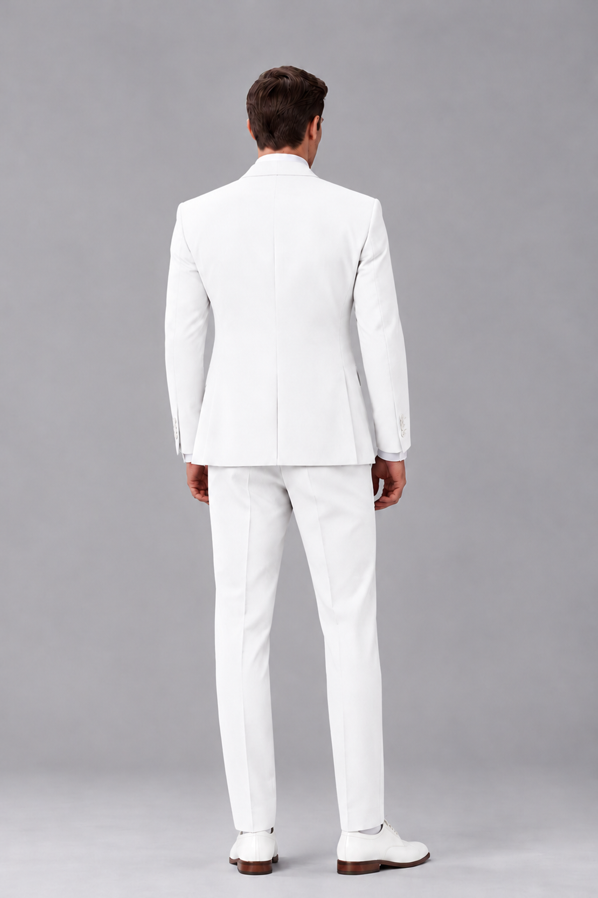 Savile White 3-Piece Suit with Notch Lapel & Chain Vest - White