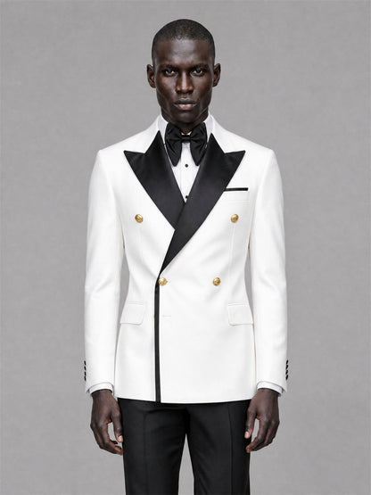Men's White Double-Breasted 2-Piece Suit Set – Jacket & Trousers