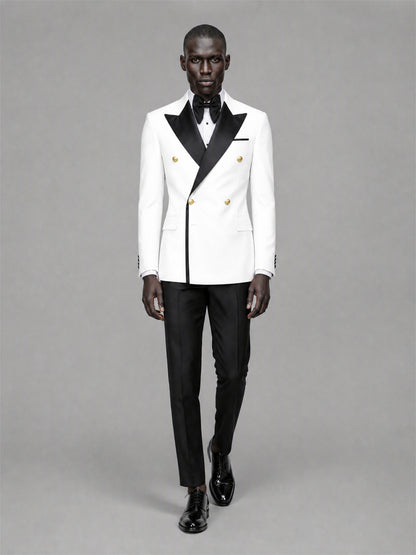 Men's White Double-Breasted 2-Piece Suit Set – Jacket & Trousers