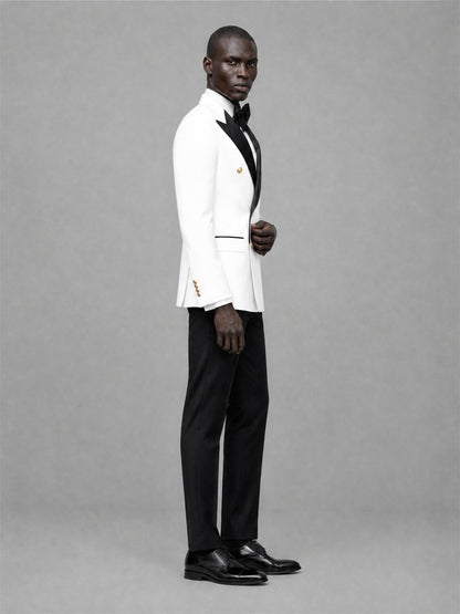Men's White Double-Breasted 2-Piece Suit Set – Jacket & Trousers