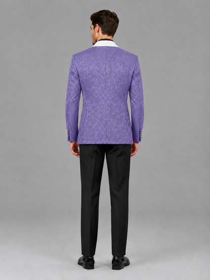 Savile Men's Wisteria Jacquard White Shawl Lapel 2-Piece Tuxedo Suit Set | Jacket & Trousers - Wisteria - Wisteria (2)