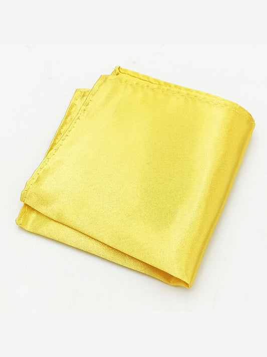 Savile Men's Yellow Satin Pocket Square – Classic Solid Silk Suit Handkerchief - Yellow - Yellow (1)