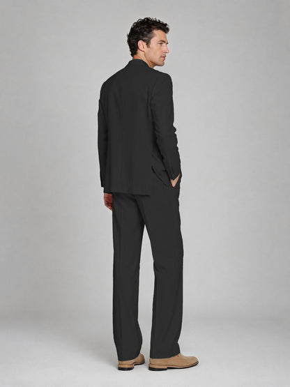 Men's black Double-Breasted 2-Piece Suit – Peak Lapel Wedding & Beach Formal Set with Vest - black